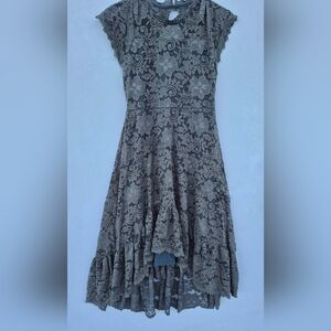 Joyfolie Maxi Dress in Gray with Elegant Lace